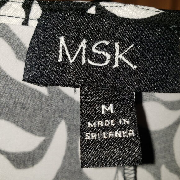 MSK Black & White Floral Cold Shoulder Dress, Size M - Picture 4 of 4